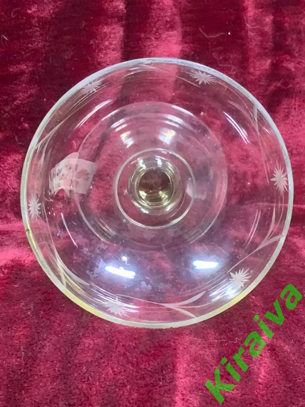 Ваза хрустальная для конфет фруктов на ножке с травлением СССР (Н2602) 3