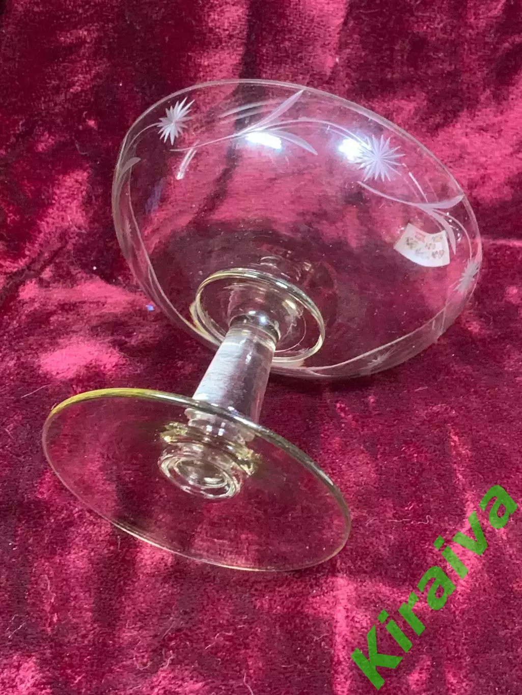 Ваза хрустальная для конфет фруктов на ножке с травлением СССР (Н2602) 4