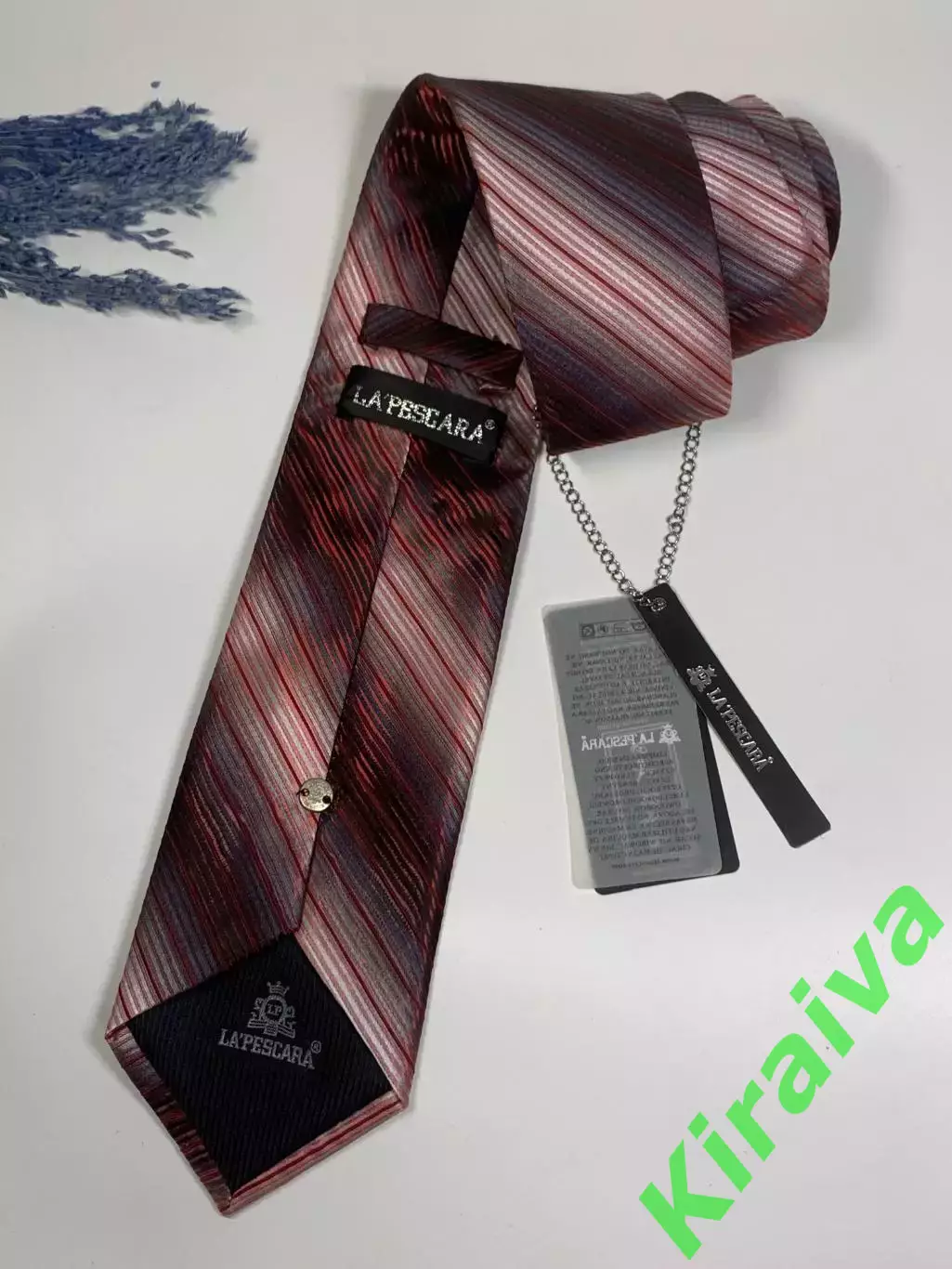 Галстук мужской Milimetric 155 см красно - серый перелив в полоску широкий атлас 1