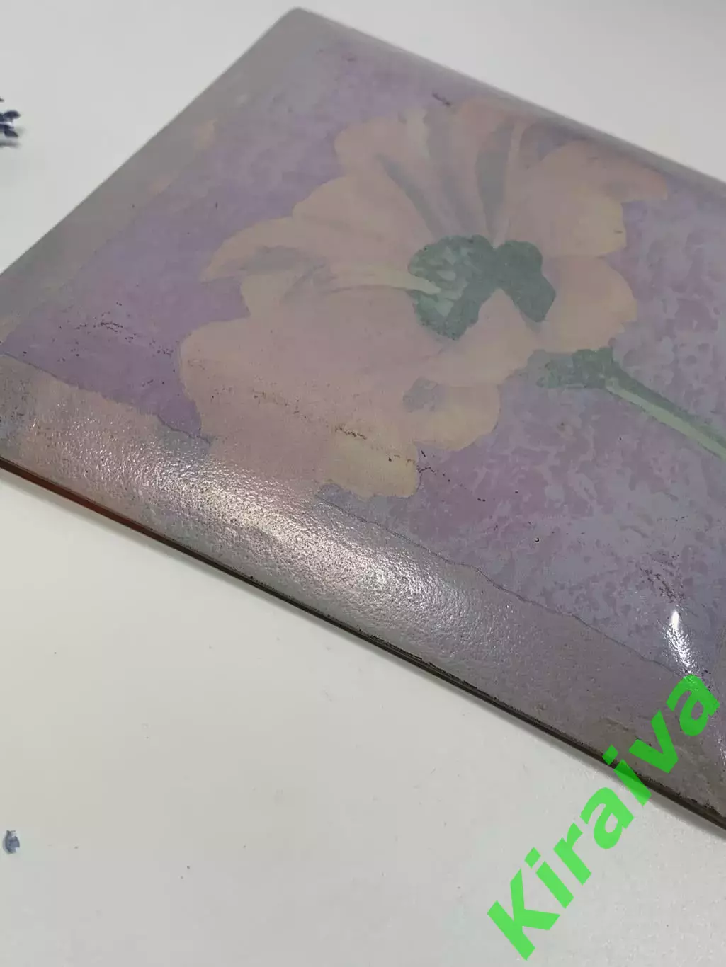 Тарелка декоративная стеклянная квадратная с цветочным мотивом 19,5 см (Н2605) 4