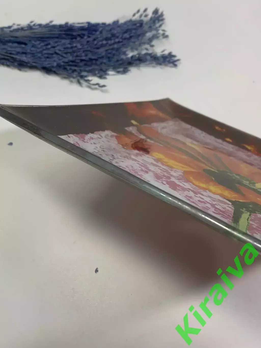 Тарелка декоративная стеклянная квадратная с цветочным мотивом 19,5 см (Н2605) 5