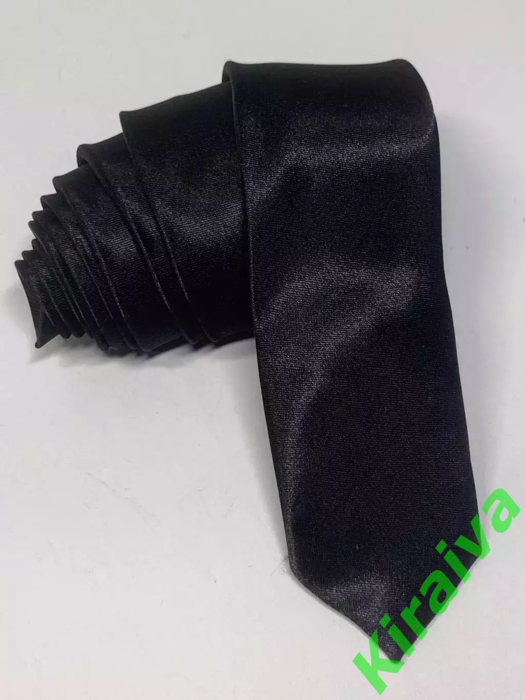 Винтажный узкий галстук HAND MADE (slim) чёрный (Н1021) 7