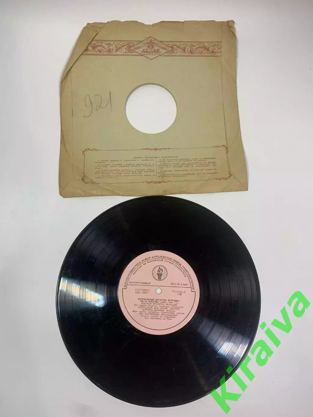 Виниловая пластинка эстрада «Зарубежные артисты эстрады — Гости 1962–1963» Н2708 3