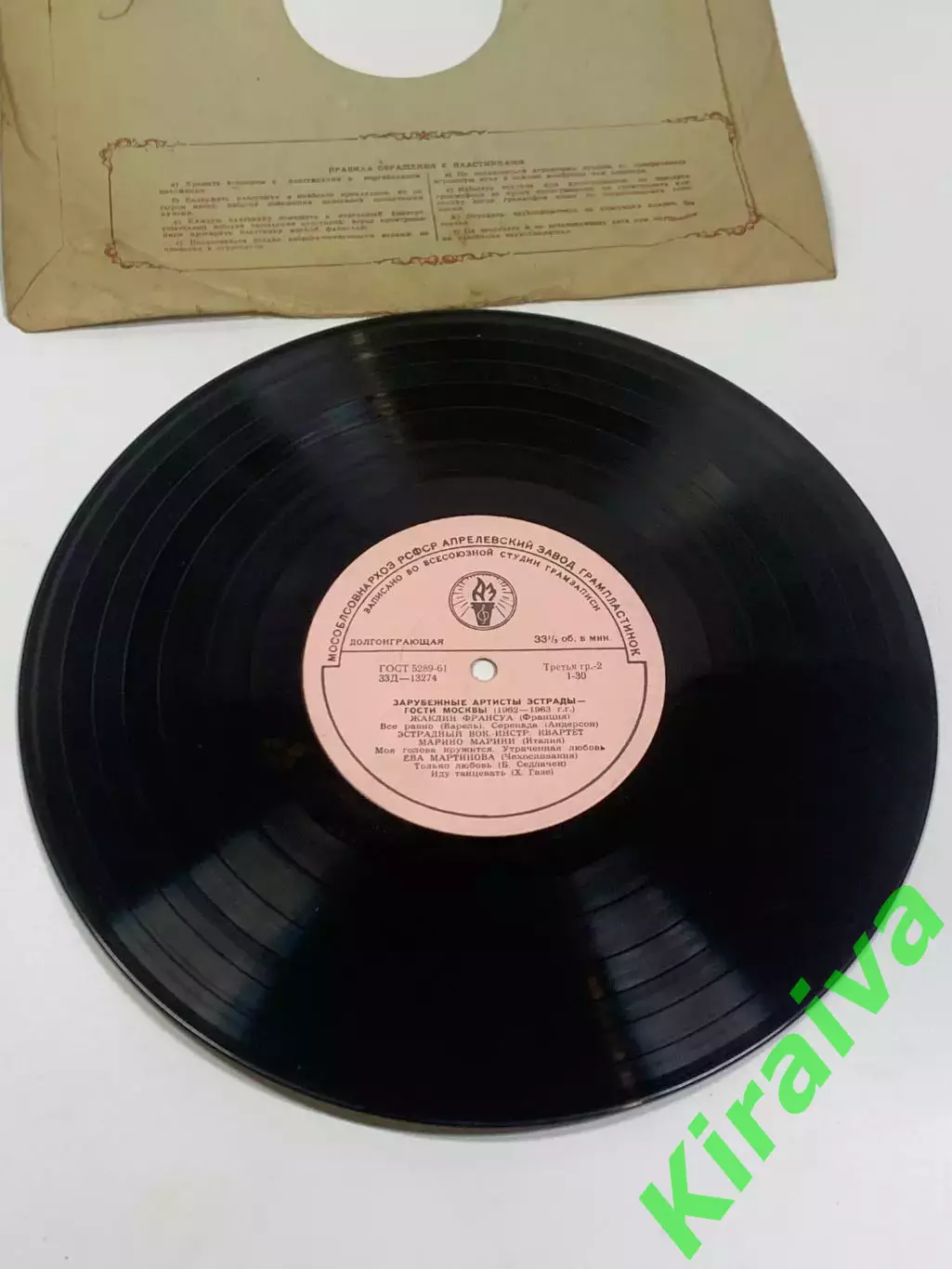 Виниловая пластинка эстрада «Зарубежные артисты эстрады — Гости 1962–1963» Н2708 4