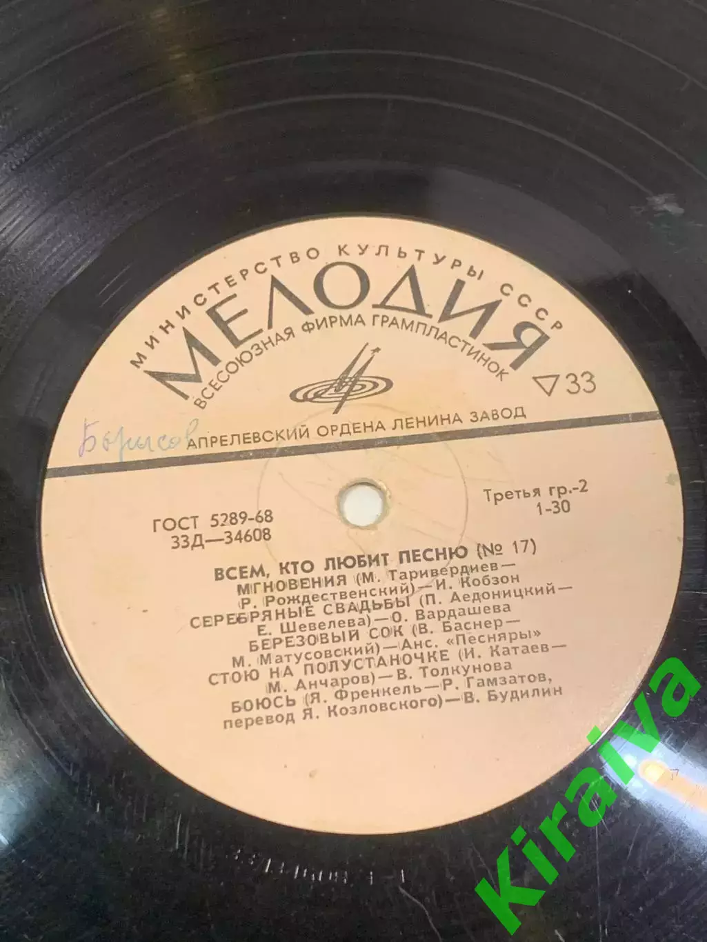 Виниловая пластинка эстрада «Всем, кто любит песню №17» Мелодия СССР 33Д-3 Н2724 5