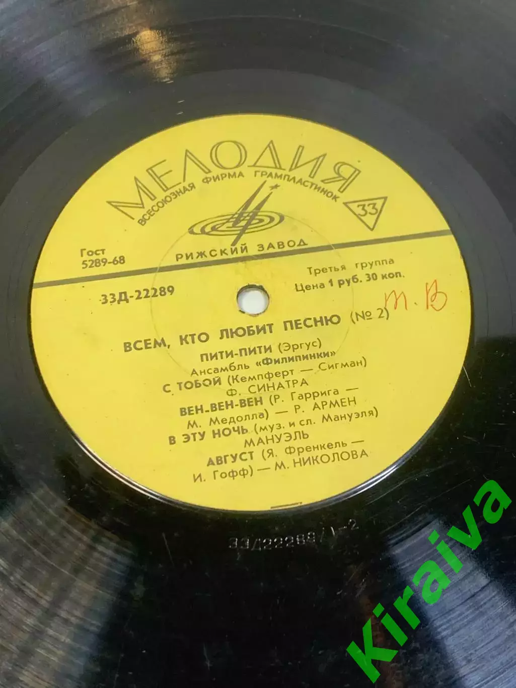 Виниловая пластинка эстрада «Всем, кто любит песню (№ 2)» Мелодия СССР 33Д Н2742 2