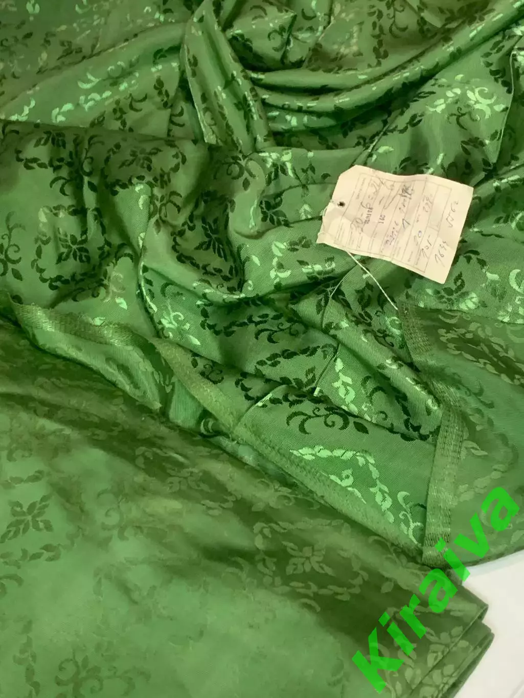 Ткань винтажная OLRITA Hedva жаккардовая зелёная орнамент Centrotex ЧССР Н2765 1