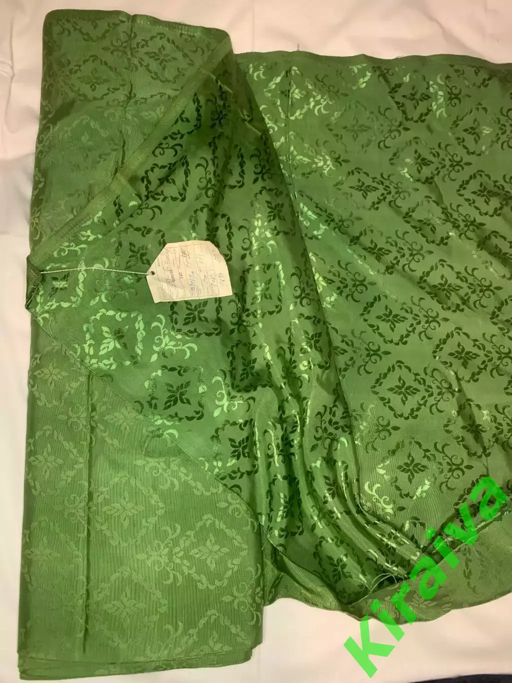Ткань винтажная OLRITA Hedva жаккардовая зелёная орнамент Centrotex ЧССР Н2765 2