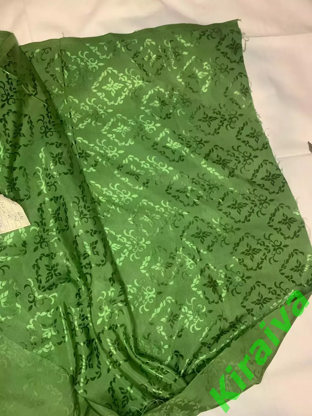 Ткань винтажная OLRITA Hedva жаккардовая зелёная орнамент Centrotex ЧССР Н2765 3