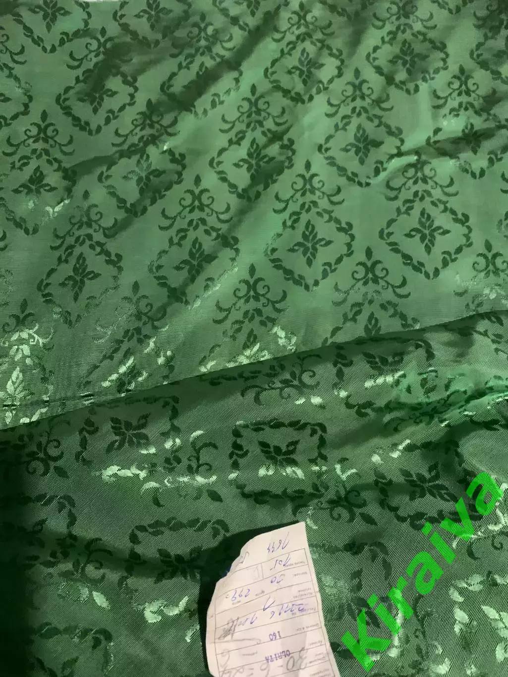 Ткань винтажная OLRITA Hedva жаккардовая зелёная орнамент Centrotex ЧССР Н2765 4