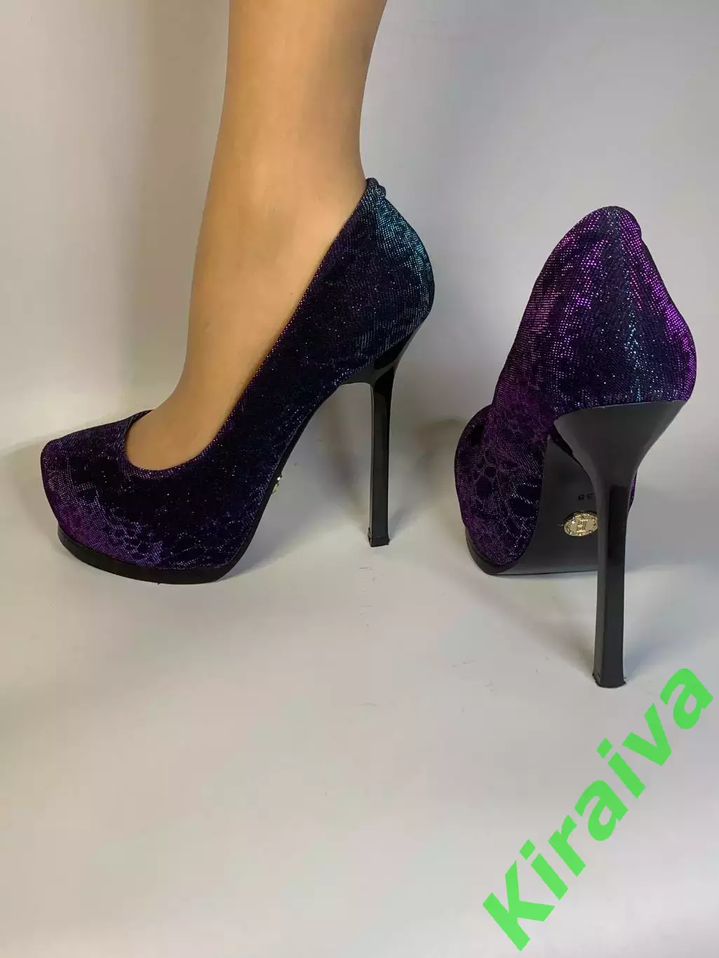 Туфли женские хамелеон Basic Editions на шпильке и платформе 38 фиолетовый Н2772 1
