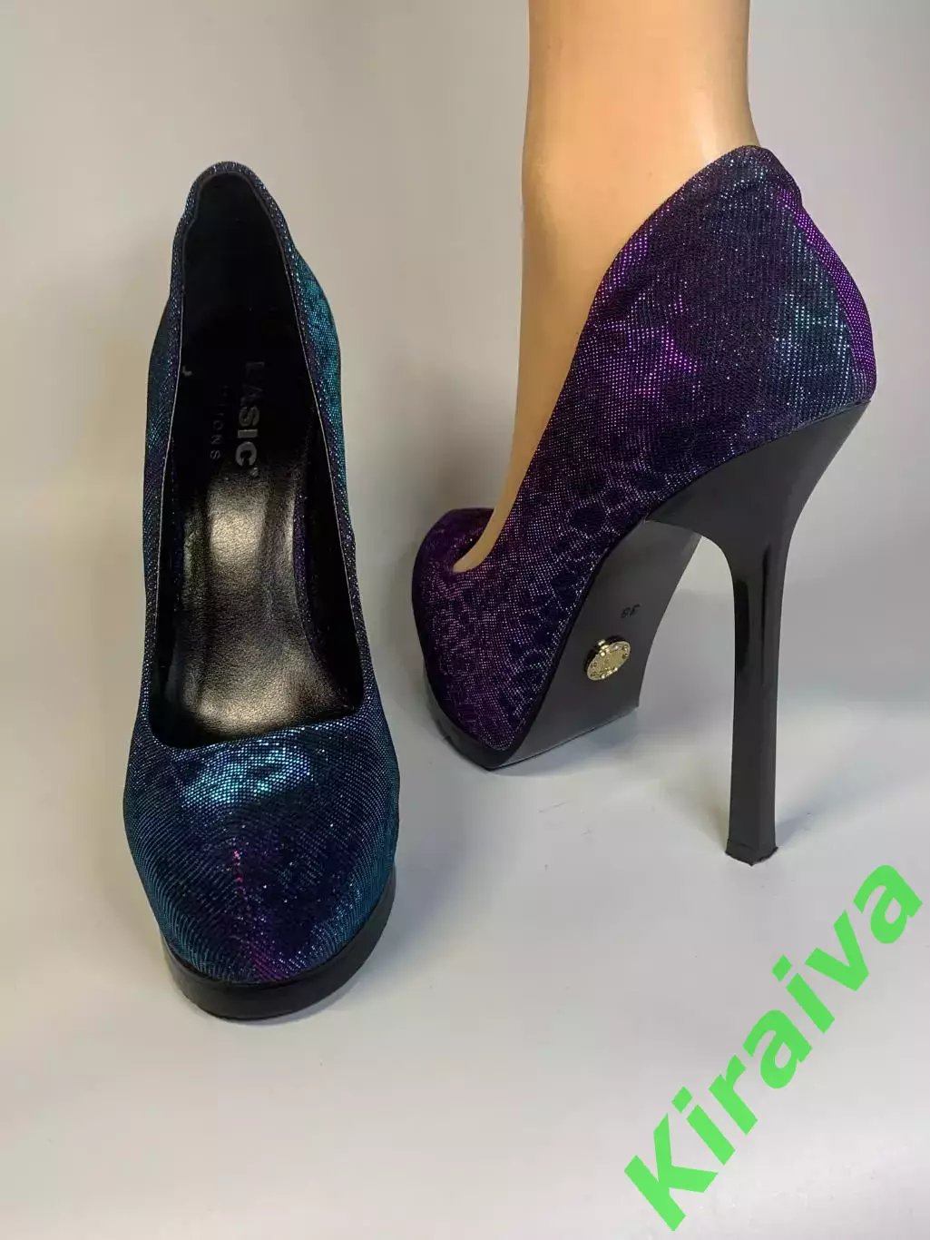 Туфли женские хамелеон Basic Editions на шпильке и платформе 38 фиолетовый Н2772