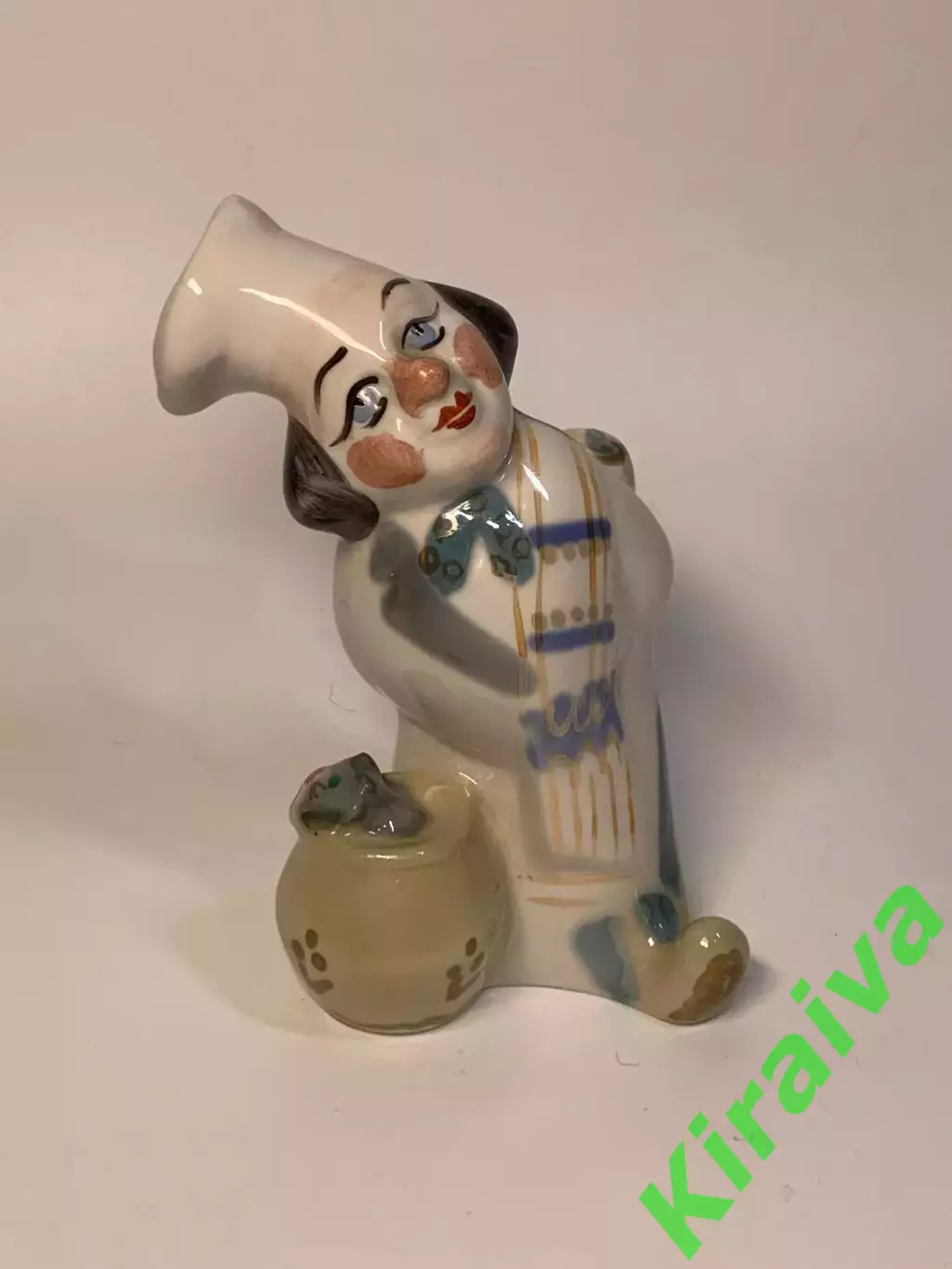 Статуетка вінтажна «Клоун-кухар з котом» порцеляновий СРСР ручний розпис 1 Н2845