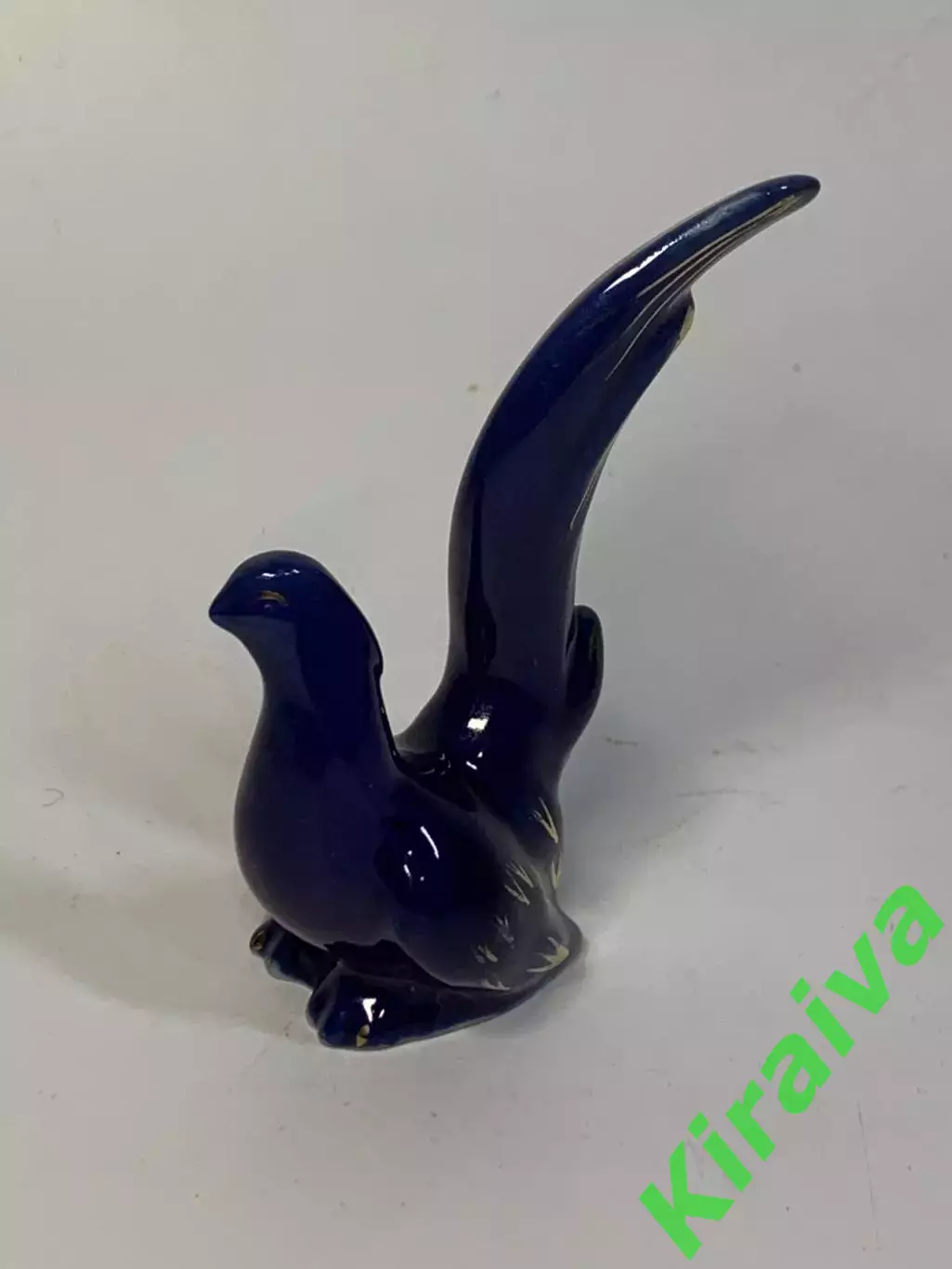 Статуэтка фарфоровая «Фазан» кобальт с золочением СССР винтаж 9 см (Н2846) 1