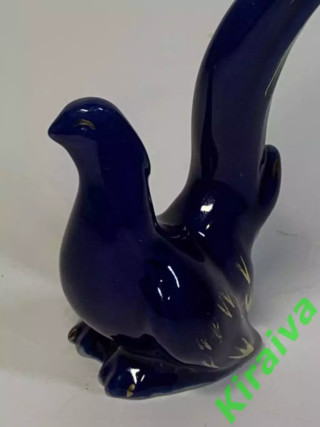 Статуэтка фарфоровая «Фазан» кобальт с золочением СССР винтаж 9 см (Н2846) 2