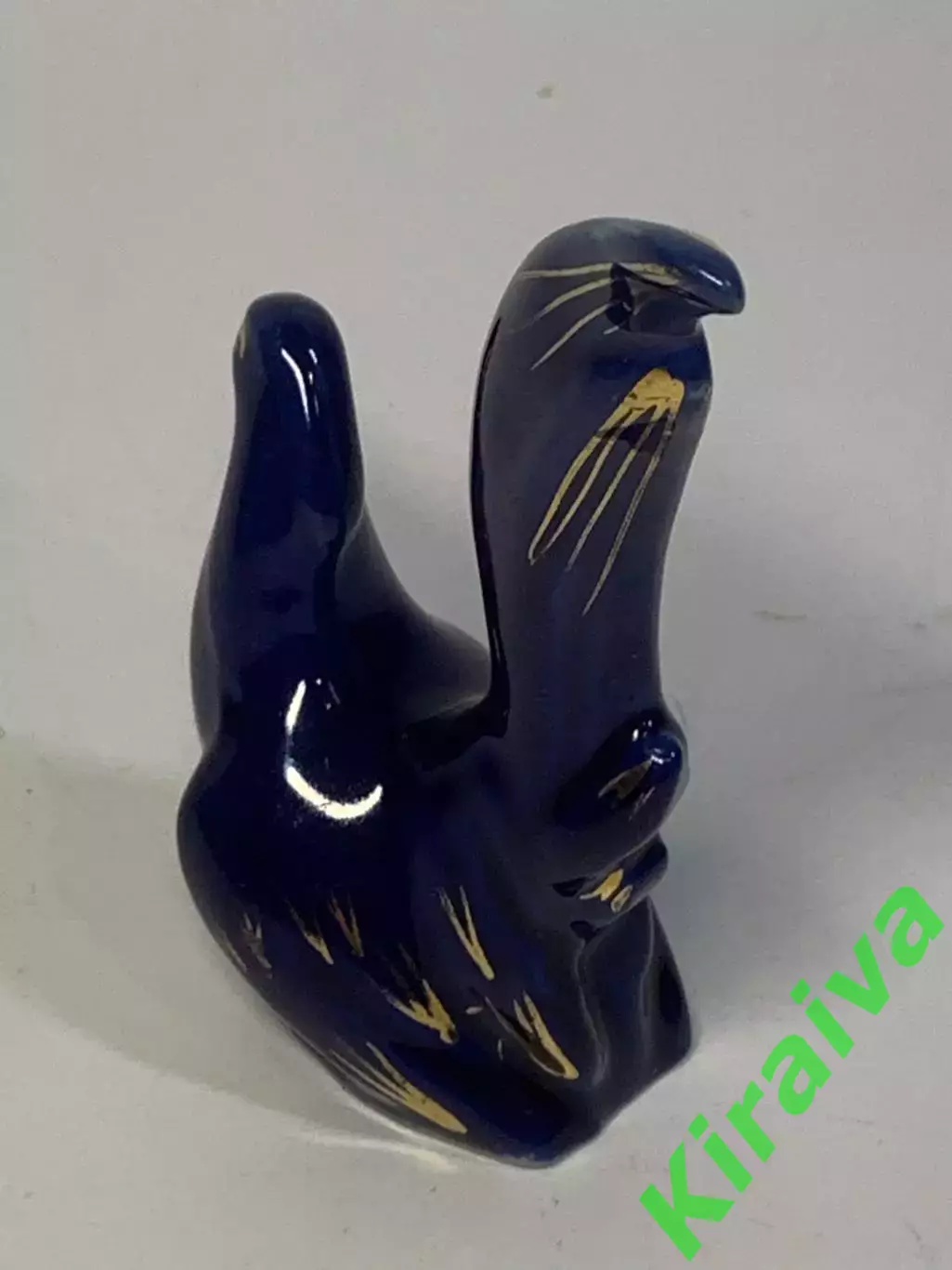 Статуэтка фарфоровая «Фазан» кобальт с золочением СССР винтаж 9 см (Н2846) 3