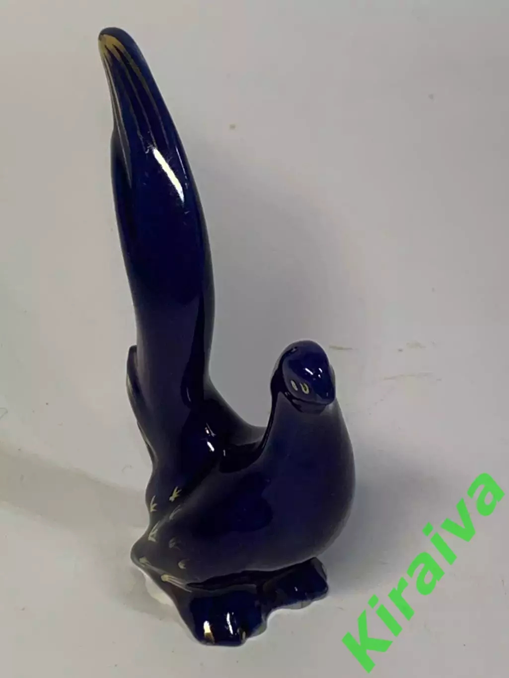 Статуэтка фарфоровая «Фазан» кобальт с золочением СССР винтаж 9 см (Н2846) 5