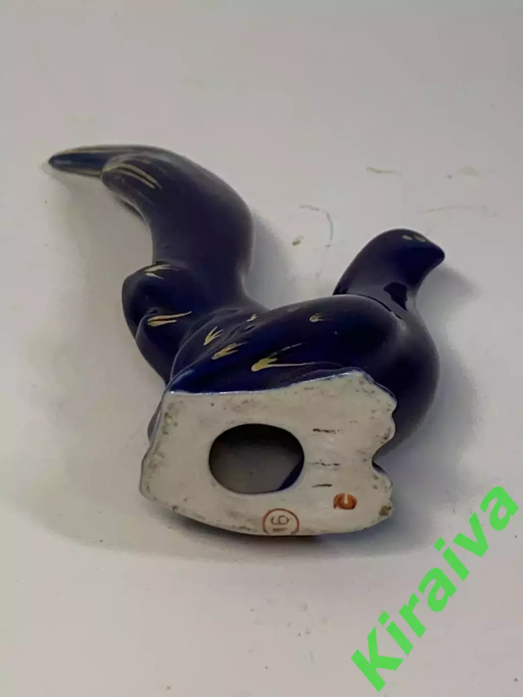 Статуэтка фарфоровая «Фазан» кобальт с золочением СССР винтаж 9 см (Н2846) 6