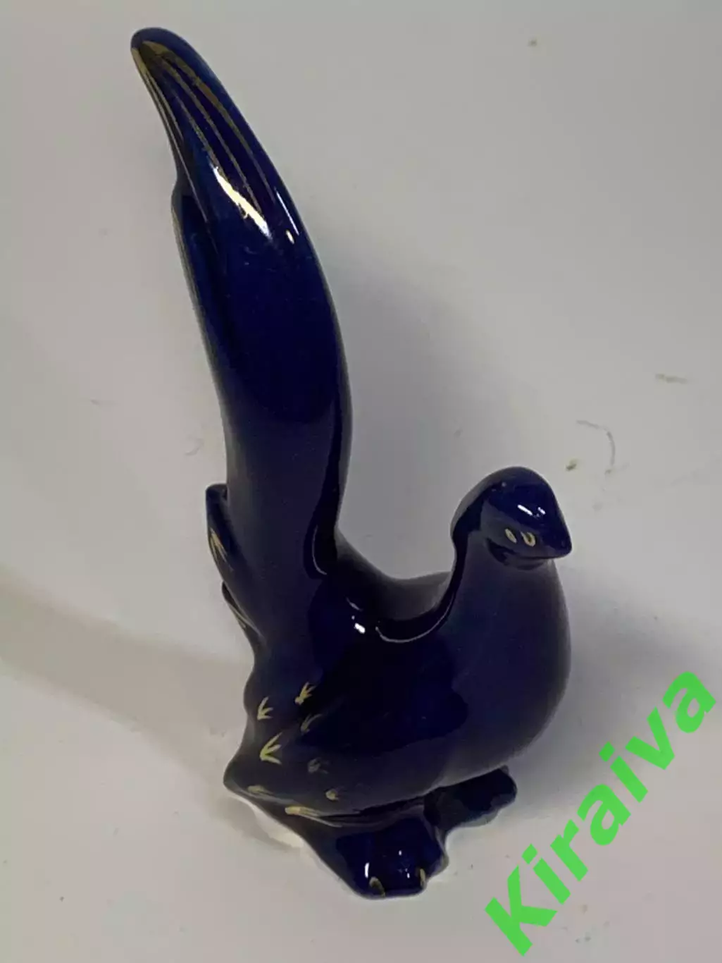 Статуэтка фарфоровая «Фазан» кобальт с золочением СССР винтаж 9 см (Н2846) 7
