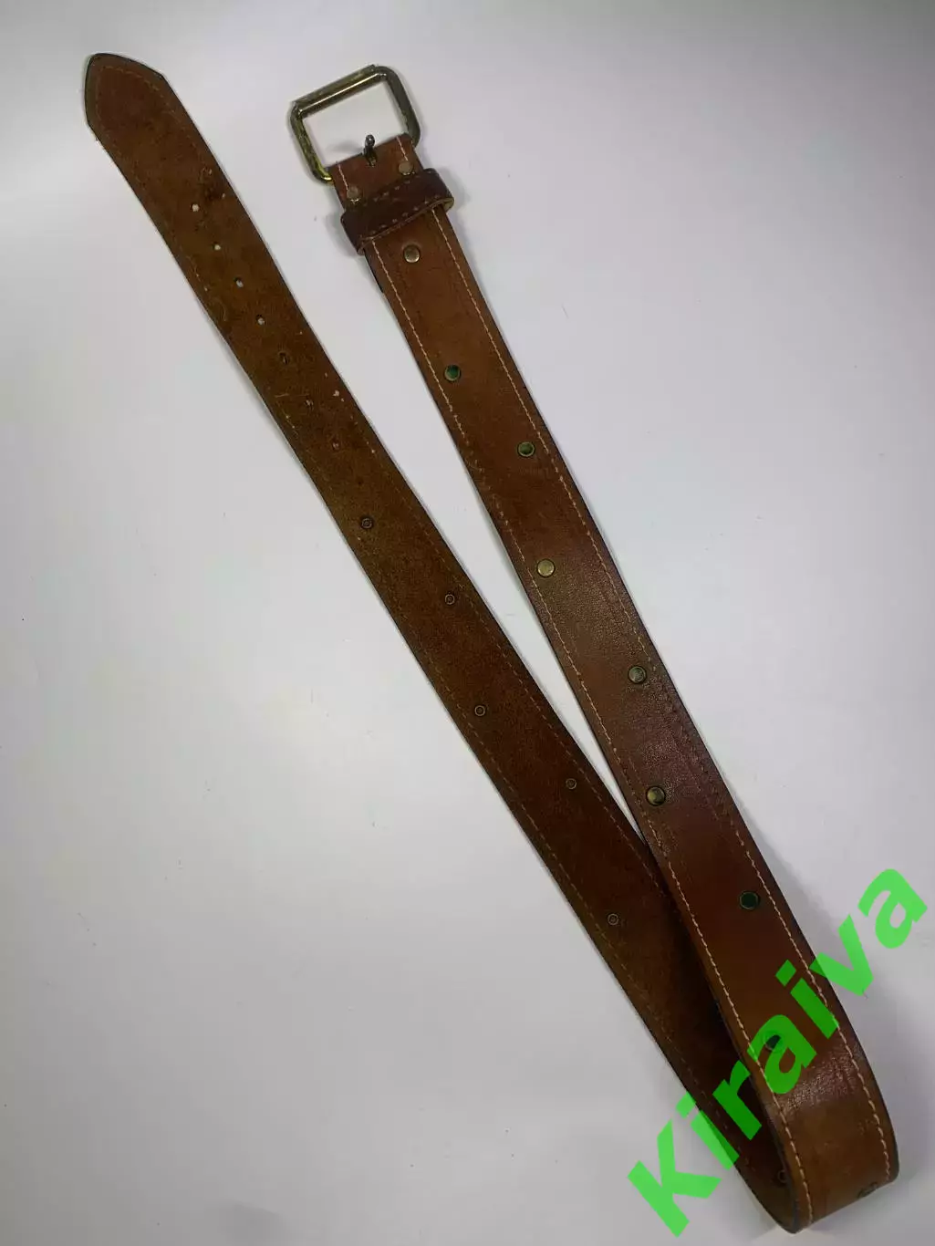 Ремень мужской кожаный коричневый с заклёпками 4 см (Н2855) 1