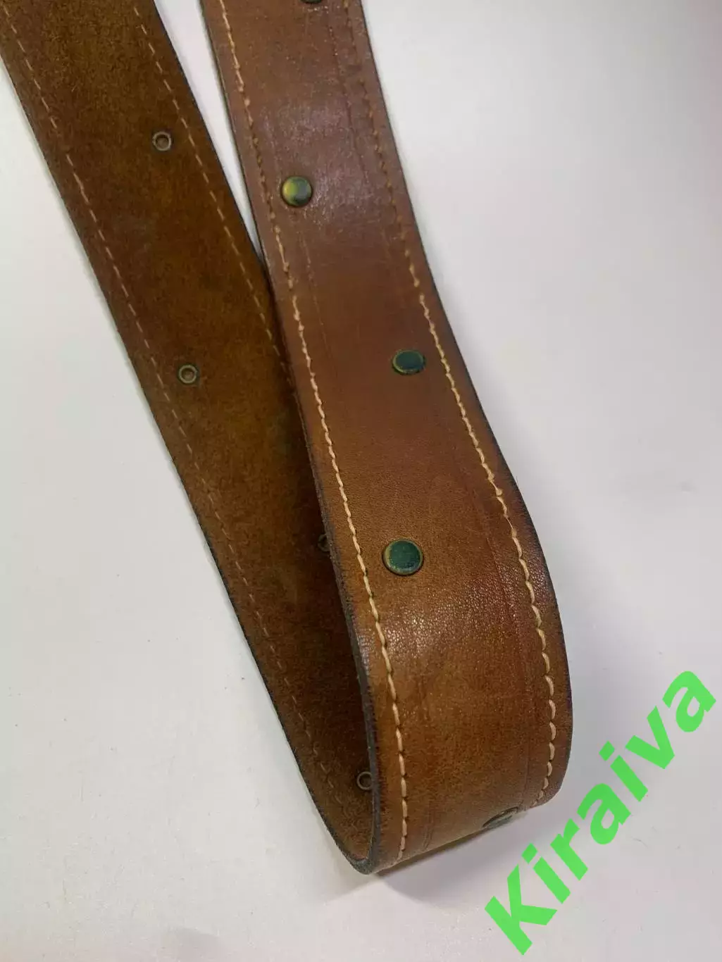 Ремень мужской кожаный коричневый с заклёпками 4 см (Н2855) 2