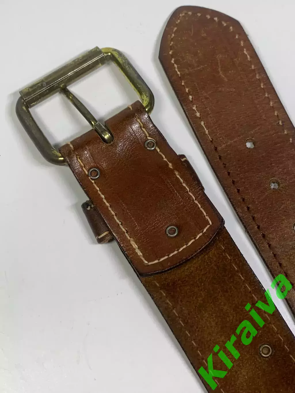 Ремень мужской кожаный коричневый с заклёпками 4 см (Н2855) 5