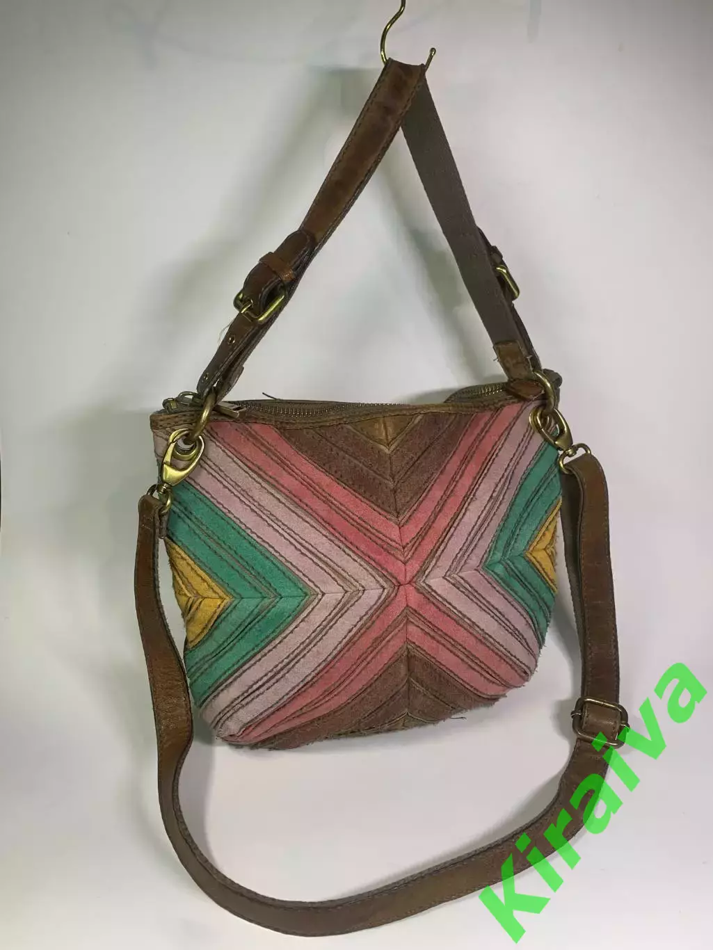 Сумка женская через плечо кожанная Fossil Vintage Chevron Multicolor Color Н2860