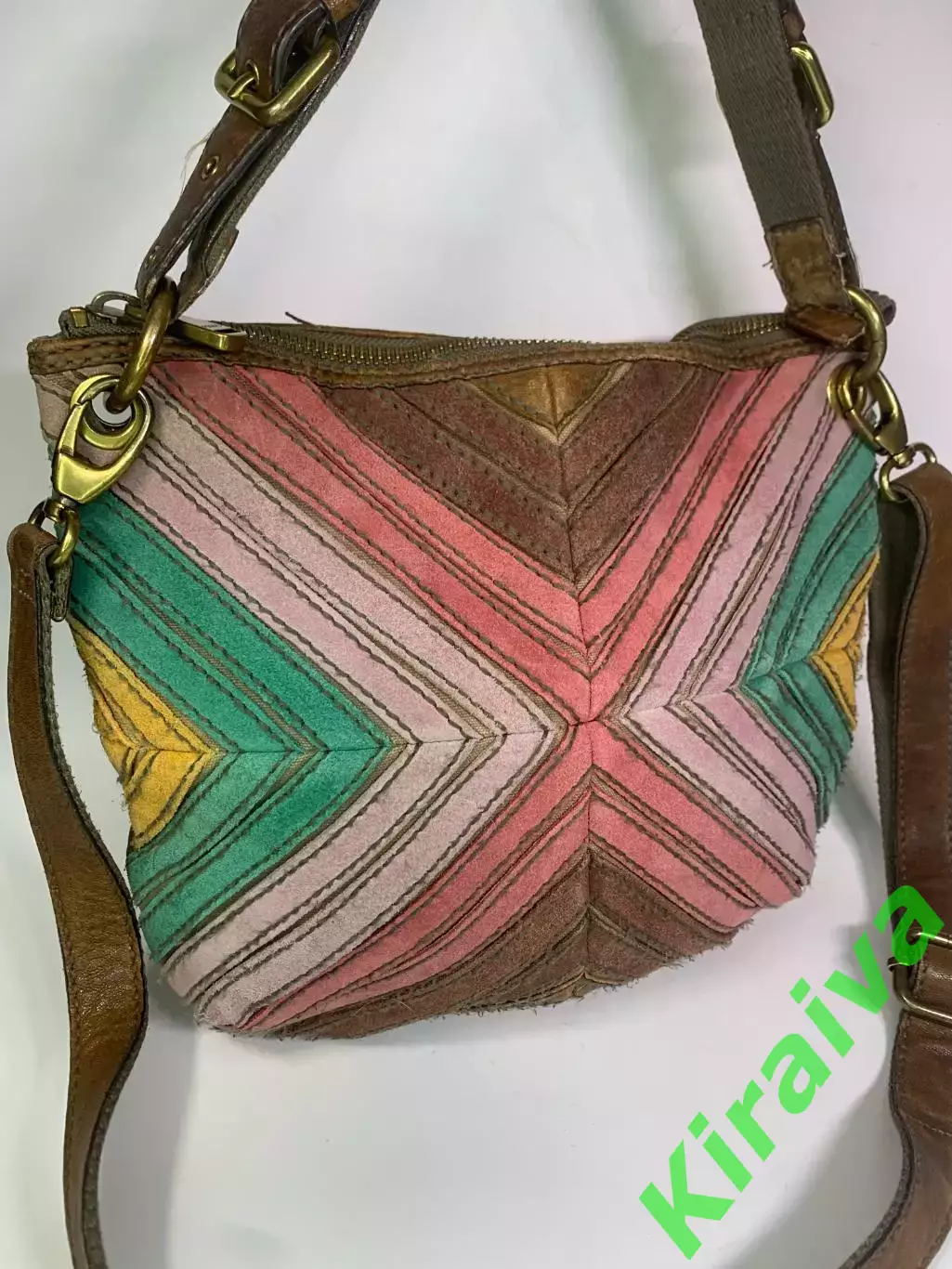 Сумка женская через плечо кожанная Fossil Vintage Chevron Multicolor Color Н2860 1