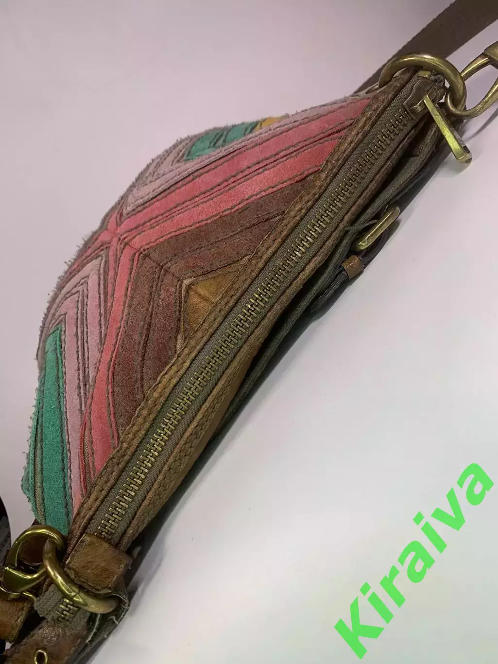 Сумка женская через плечо кожанная Fossil Vintage Chevron Multicolor Color Н2860 4