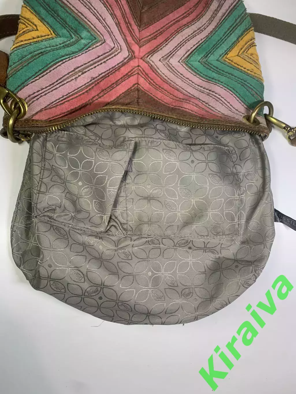 Сумка женская через плечо кожанная Fossil Vintage Chevron Multicolor Color Н2860 6