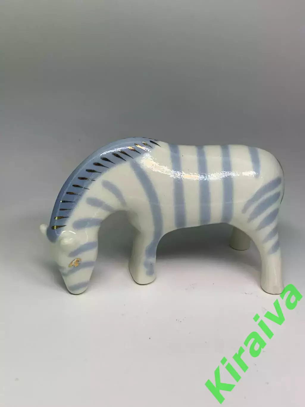 Статуэтка фарфоровая «Зебра» СССР винтаж ручная роспись позолота (Н2861)