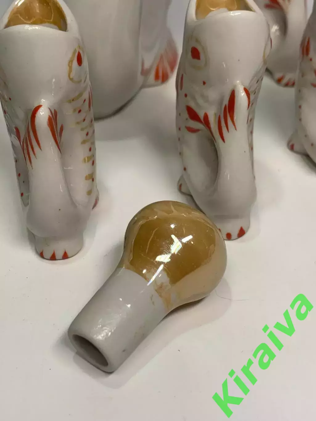 Набор графин и 6 рюмок «Рыбки / Карп» фарфор СССР Полонное (Н6492) 7