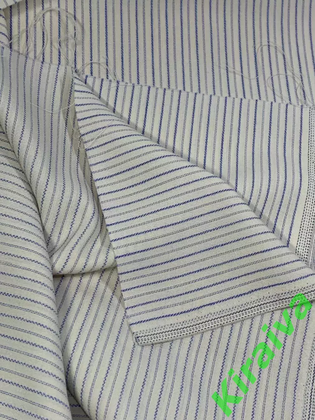 Отрез винтажной ткани хлопок 145?200 см в тонкую полоску синий на белом СС Н2867 2