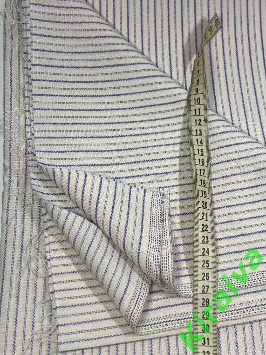 Отрез винтажной ткани хлопок 145?200 см в тонкую полоску синий на белом СС Н2867 3