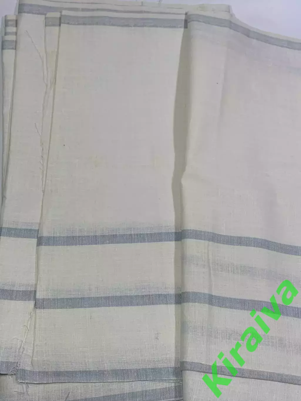 Отрез винтажной ткани лен/хлопок 43?475 см в полоску синий на белом СССР (Н2868) 1