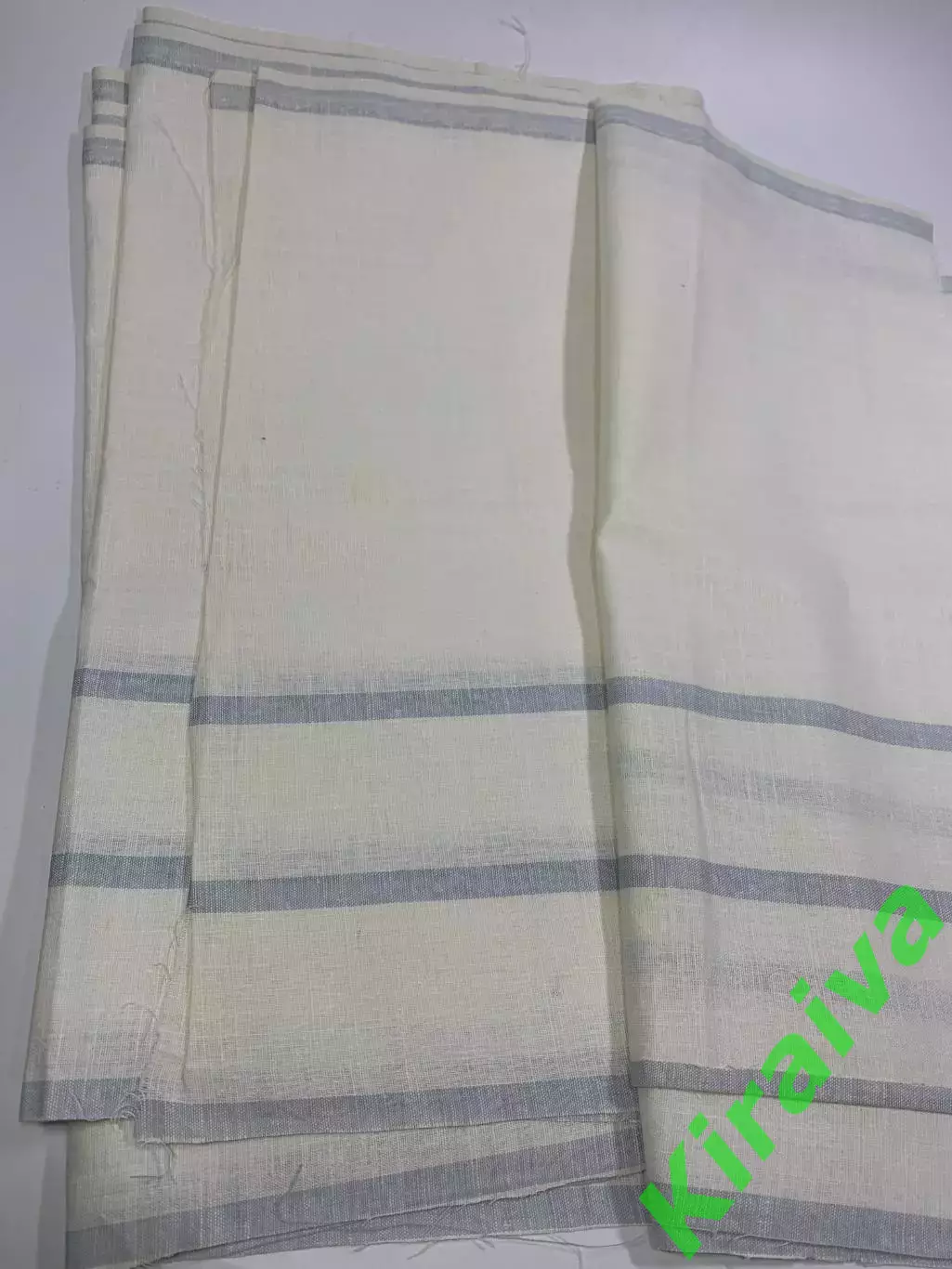 Отрез винтажной ткани лен/хлопок 43?475 см в полоску синий на белом СССР (Н2868) 2