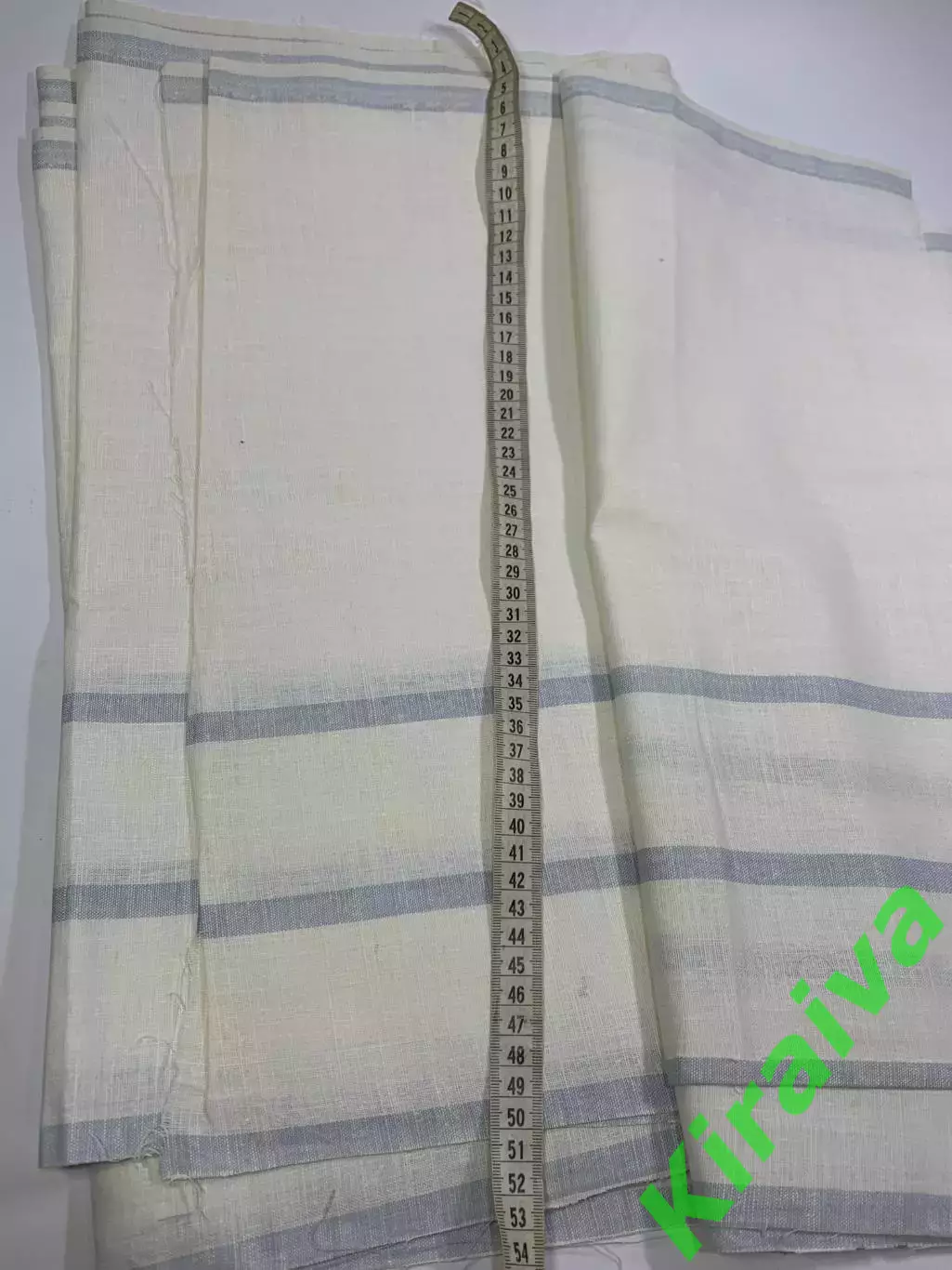 Отрез винтажной ткани лен/хлопок 43?475 см в полоску синий на белом СССР (Н2868) 3