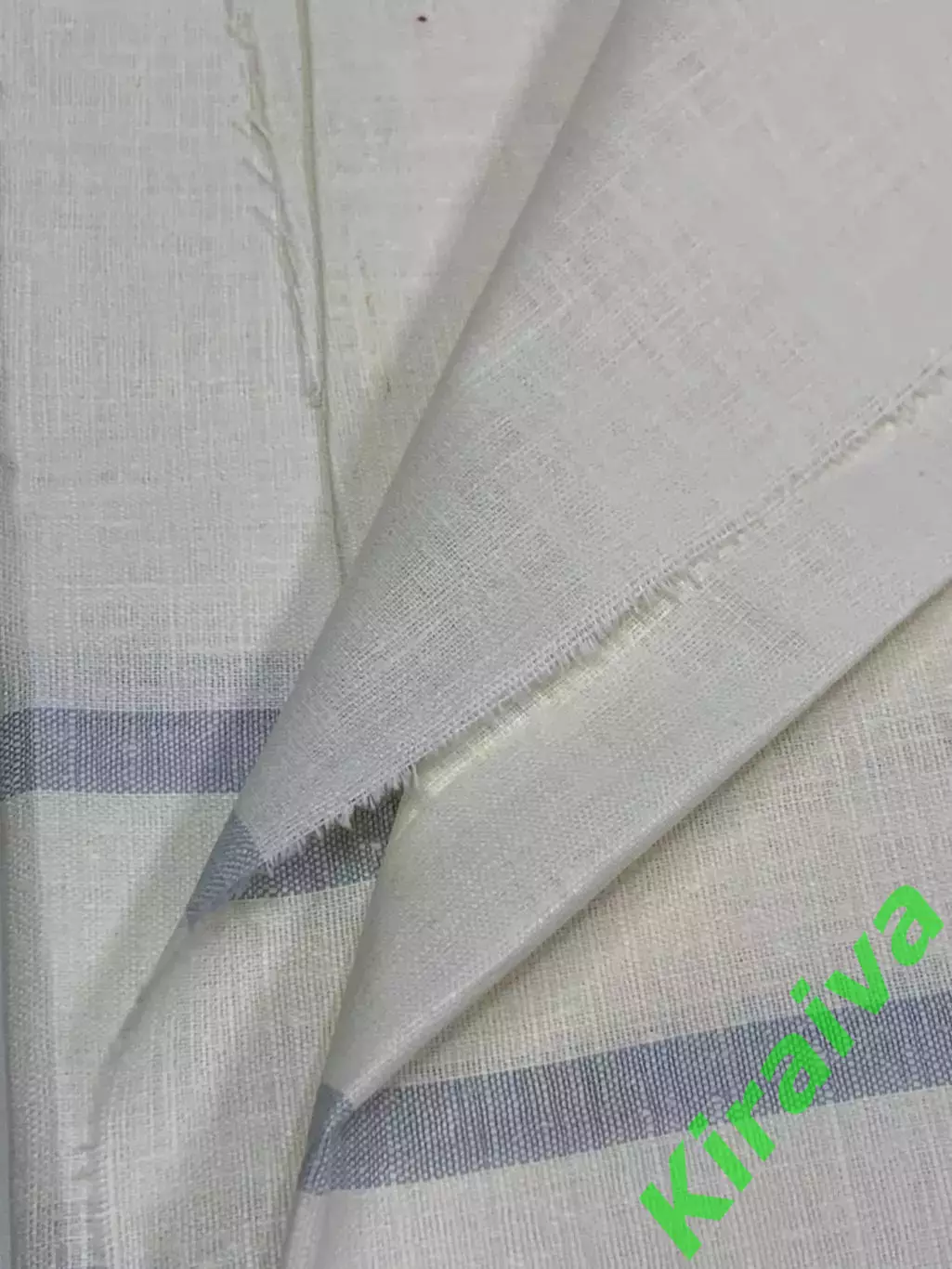 Отрез винтажной ткани лен/хлопок 43?475 см в полоску синий на белом СССР (Н2868) 4