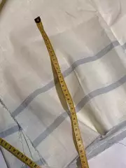 Отрез винтажной ткани лен/хлопок 43?475 см в полоску синий на белом СССР (Н2868)