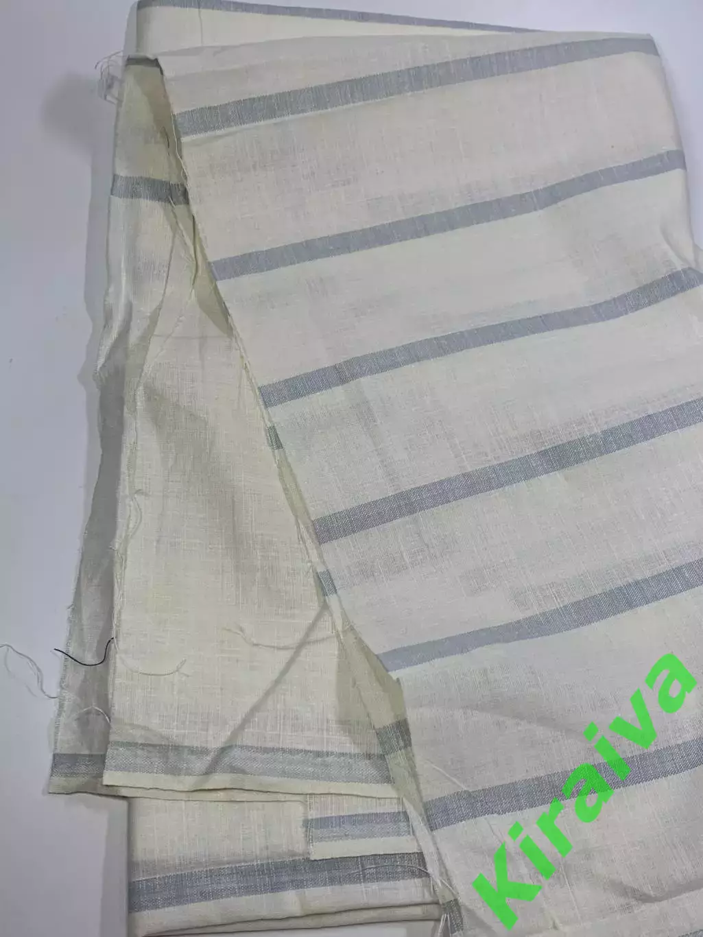 Отрез винтажной ткани лен/хлопок 185?180 см в полоску синий белом СССР Н2868,1