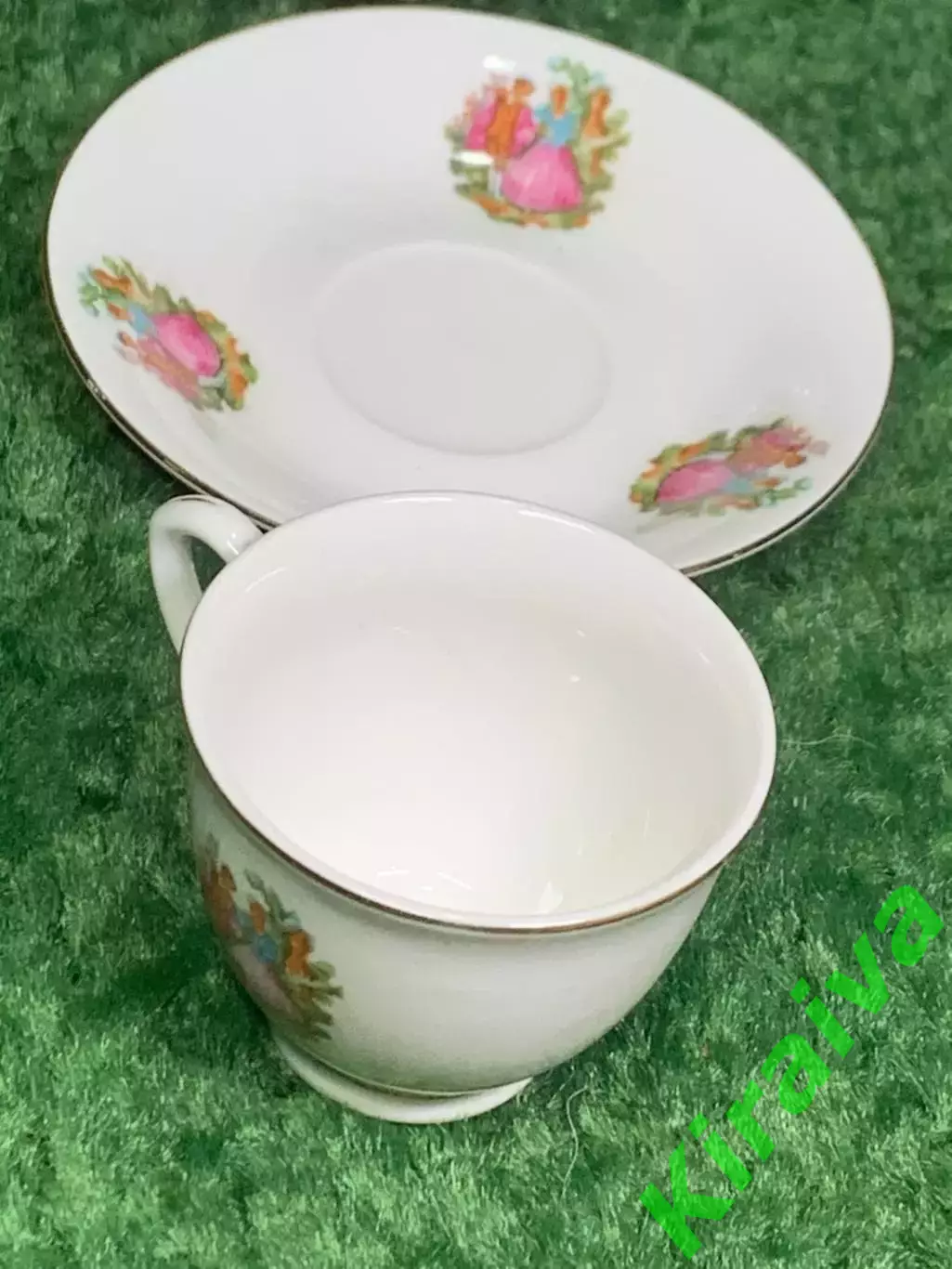 Чашка с блюдцем винтажная кофейная пара эспрессо фарфор старый Китай 1960е Н2872 2