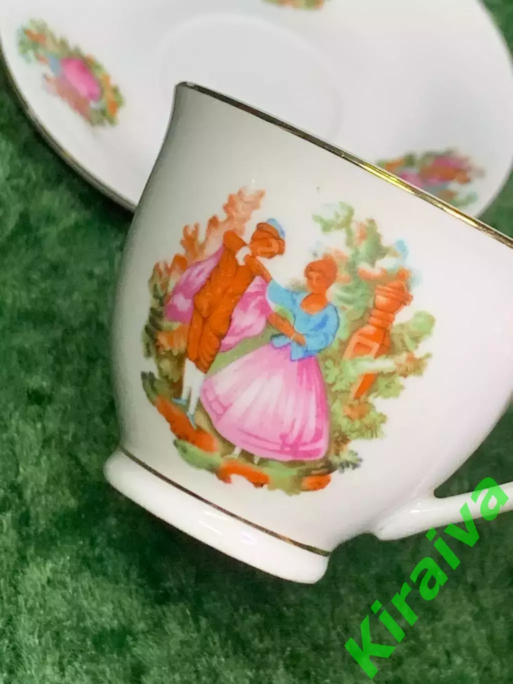 Чашка с блюдцем винтажная кофейная пара эспрессо фарфор старый Китай 1960е Н2872 3