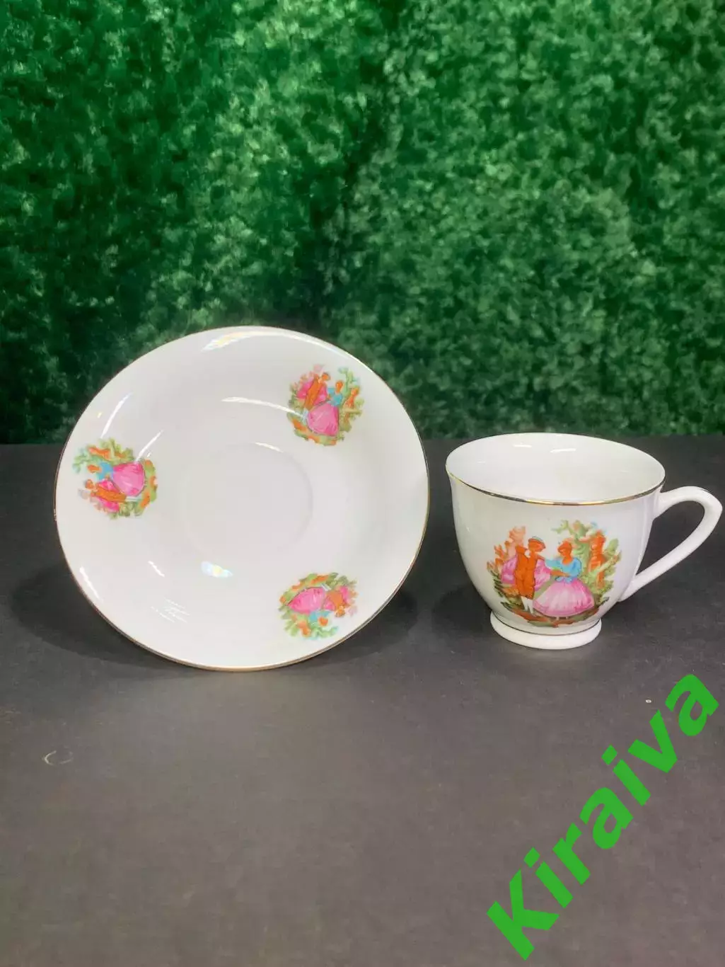 Чашка с блюдцем винтажная кофейная пара эспрессо фарфор старый Китай 1960е Н2872 5