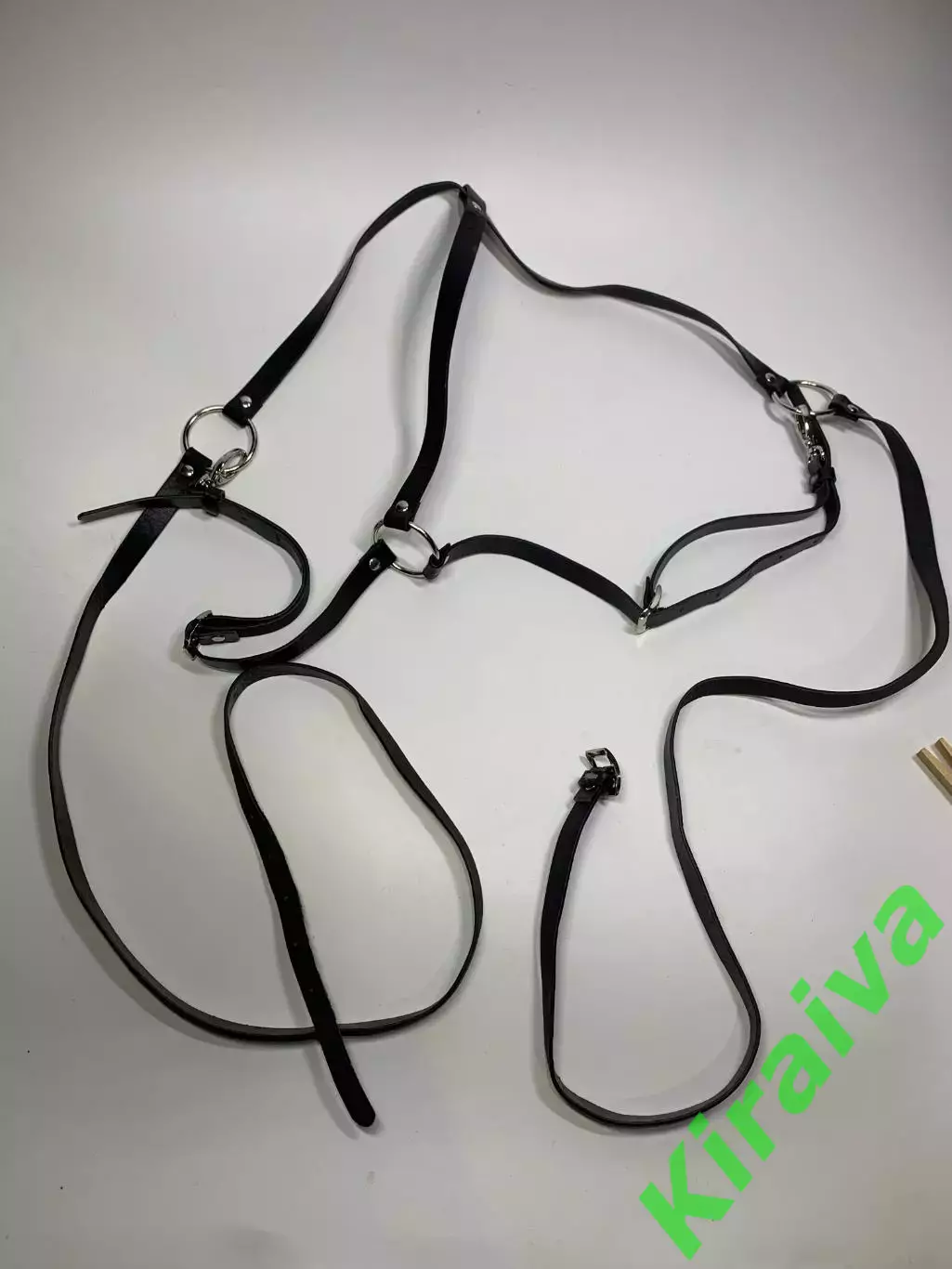 Ремень-портупея унисекс черный регулируемый кожзам декоративный аксессуар (Н2873 5