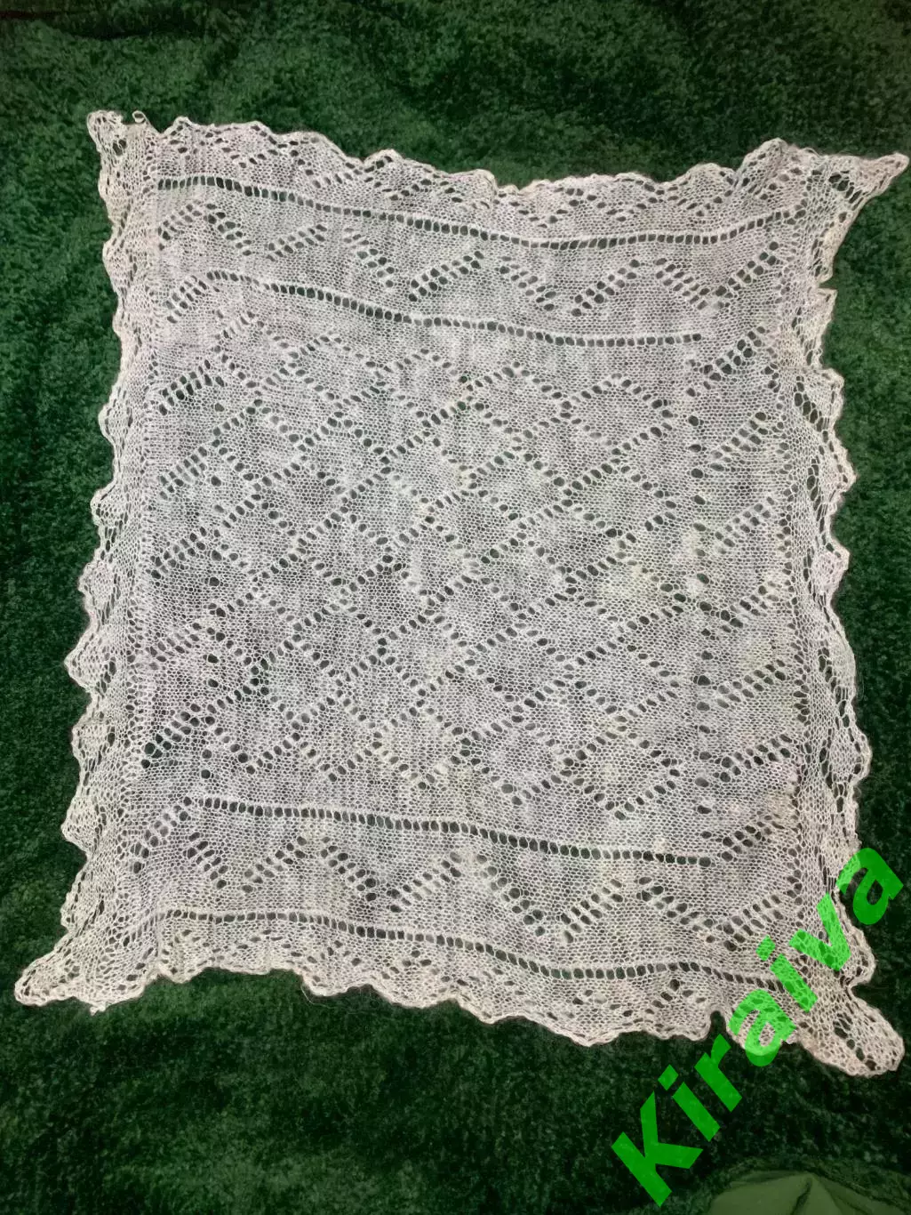 Платок пуховый паутинка женский винтаж кремовый молочный ажурный оренбургс Н4953 3