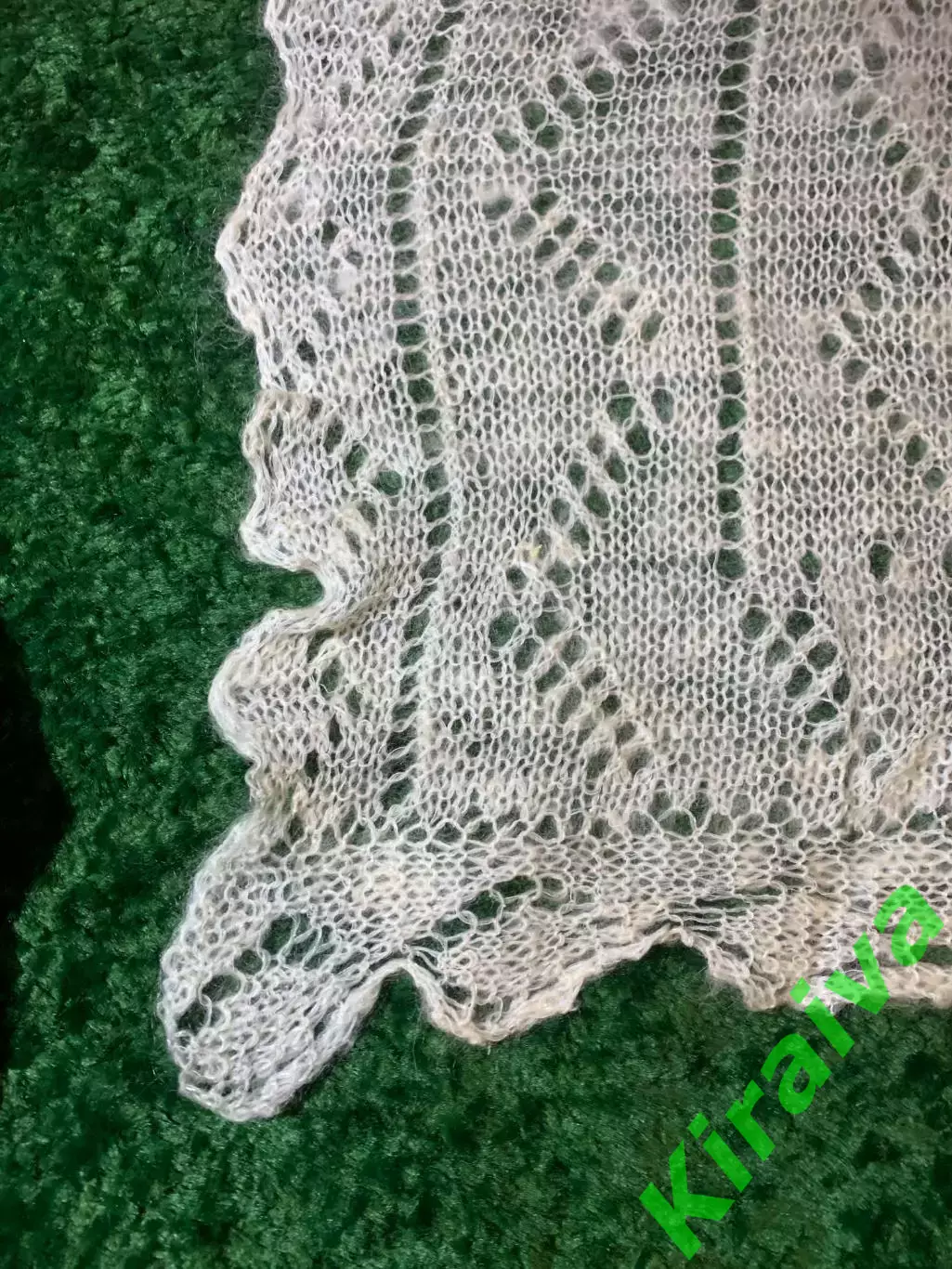 Платок пуховый паутинка женский винтаж кремовый молочный ажурный оренбургс Н4953 2