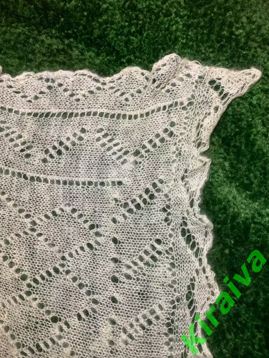 Платок пуховый паутинка женский винтаж кремовый молочный ажурный оренбургс Н4953 4