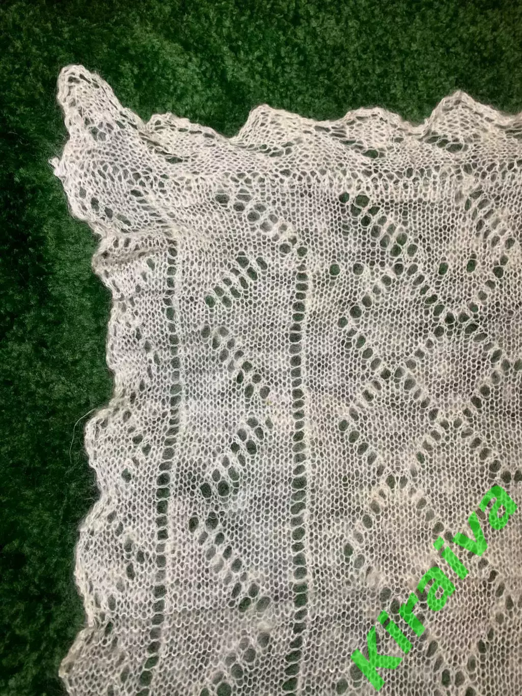 Платок пуховый паутинка женский винтаж кремовый молочный ажурный оренбургс Н4953 6