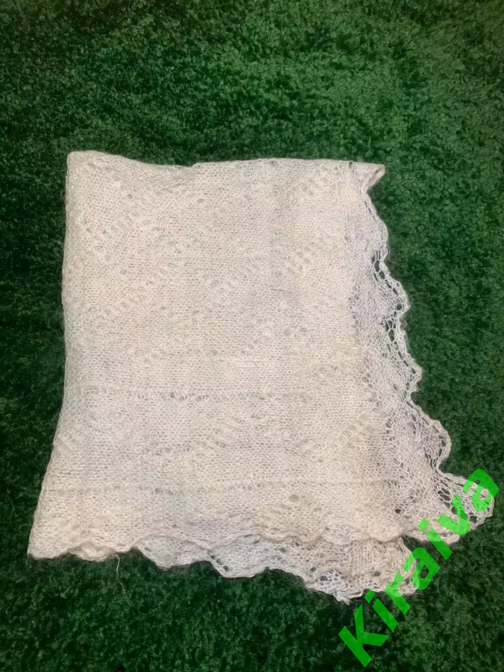 Платок пуховый паутинка женский винтаж кремовый молочный ажурный оренбургс Н4953 1
