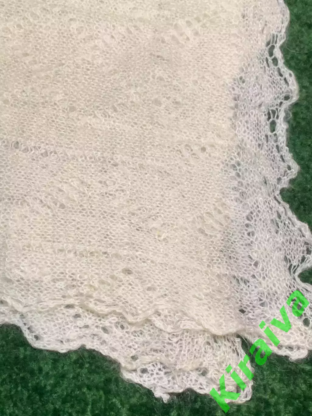 Платок пуховый паутинка женский винтаж кремовый молочный ажурный оренбургс Н4953